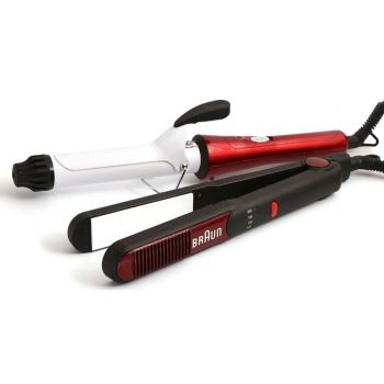 Combo of Braun Hair Straightener - Hair Curler for Women